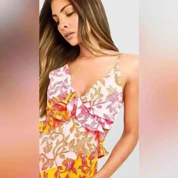 NWT BOOHOO PORCELAIN STRAPPY FRILL DETAIL MAXI DRESS - Picture 3 of 3